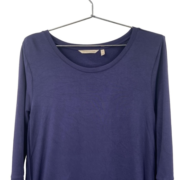 Soft Surroundings Long Sleeve Scoop‎ Neck Top Size Medium Women's Navy Blue - Picture 3 of 11